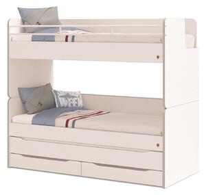 Cilek Poschodová posteľ White Studio pre 3 deti 90x200 cm s úložným priestorom (rebrík)
