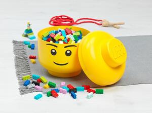 Žltý úložný box v tvare hlavy LEGO® Silly, ⌀ 16,3 cm
