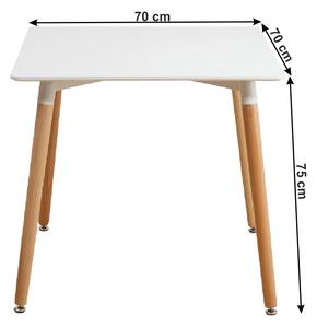 Jedálenský stôl, biela/buk, 70x70 cm, DIDIER 3 NEW