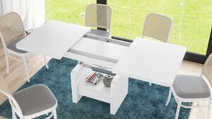 Konferenčný stolík LEXUS, rozkladací, s funkciou zdvíhania dosky, biely mat