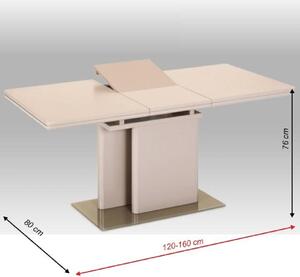 KONDELA Jedálenský rozkladací stôl, capuccino extra vysoký lesk, 120-160x80 cm, VIRAT