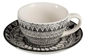 Šálka s tanierikom Mono Boho - 14 * 11 * 7cm - J-Line by Jolipa