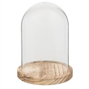 Drevený podnos so skleneným krytom - Ø 10*15 cm - Clayre & Eef
