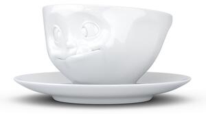 Biela maškrtná porcelánová šálka s tanierikom 58products
