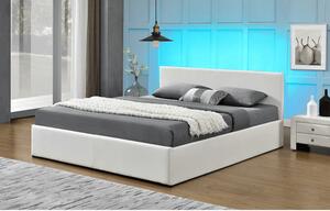 Kondela Manželská posteľ s RGB LED osvetlením, biela, 160x200, JADA NEW