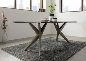 METALL Jedálenský stôl 140x90x76, lakovaný so striebornými nohami (matné),akácia,hnedá