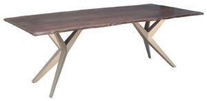 METALL Jedálenský stôl 140x90x76, lakovaný so striebornými nohami (matné),akácia,hnedá