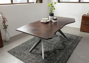 METALL Jedálenský stôl 140x90x76, lakovaný s anctracitovými nohami (lesklé),akácia,hnedá
