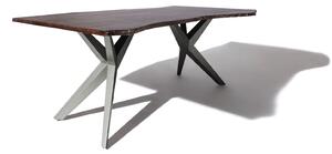 METALL Jedálenský stôl 140x90x76, lakovaný s anctracitovými nohami (lesklé),akácia,hnedá