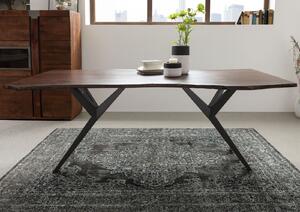 METALL Jedálenský stôl 140x90x76, lakovaný s antracitovými nohami (matné),akácia,hnedá