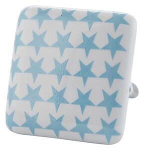 Štvorcová keramická úchytka s hviezdičkami - 3*3*5 cm - Clayre & Eef