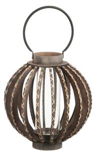Hnedá drevená lampáš hurricane - Ø36 * 56 cm - J-Line by Jolipa