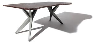 METALL Jedálenský stôl 200x100x76, lakovaný s anctracitovými nohami (lesklé),akácia,sivá