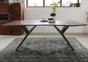 METALL Jedálenský stôl 200x100x76, lakovaný s antracitovými nohami (matné),akácia,sivá