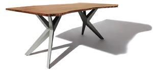 METALL Jedálenský stôl 160x90x76, lakovaný s anctracitovými nohami (lesklé),akácia,prírodná
