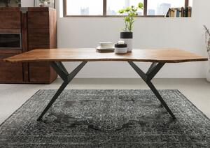 METALL Jedálenský stôl 160x90x76, lakovaný s anctracitovými nohami (lesklé),akácia,prírodná