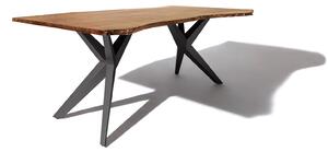 METALL Jedálenský stôl 140x90x76, lakovaný s antracitovými nohami (matné),akácia,prírodná