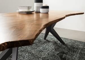 METALL Jedálenský stôl 180x90x76, lakovaný s antracitovými nohami (matné),akácia,prírodná