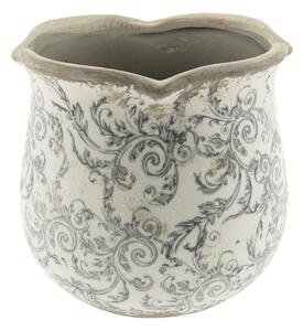 Keramický obal na kvetináč s ornamentami - Ø 18 * 17 cm - Clayre & Eef
