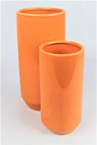 Oranžová keramická okrúhla váza 20cm