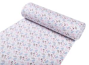 Biante Detské bavlnené posteľné obliečky do postieľky Sandra SA-332 Modro-ružové vetvičky s lístkami Do postieľky 100x135 a 40x60 cm