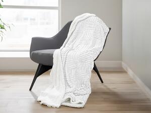 Luxusná biela baránková deka z mikroplyšu STRIPES Rozmer: 150 x 200 cm