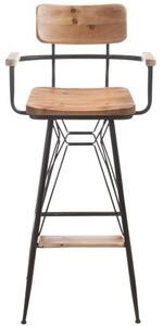 Kovová barová stolička s drevom BISTRO - 50 * 53 * 111cm - J-Line by Jolipa