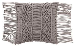 Vankúš macramé Taupe so strapcami - 45 * 45 cm - J-Line by Jolipa