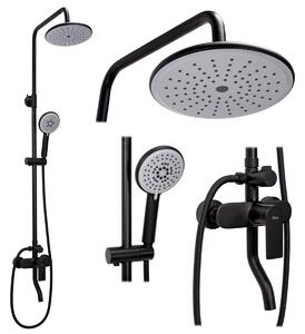 Sprchový set Rea Verso čierny - vaňová batéria, ručná a dažďová sprcha