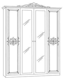 Béžová spálňa LAISA - 4 dverová skriňa , Posteľ 160x200 cm