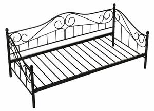 KONDELA Kovová posteľ, čierna, 90x200, DAINA