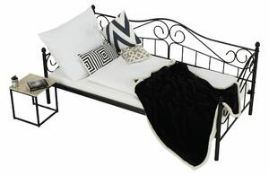 KONDELA Kovová posteľ, čierna, 90x200, DAINA