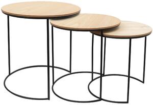 Tutumi - Drôtený príručný stolík - prírodná / čierna - 44x44x45 cm - set 3 ks