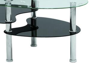 Konferenčný stolík Bert, oválny, číre/čierne sklo