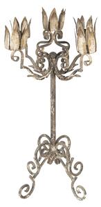 Šedo-béžový vintage kovový svietnik s patinou - Ø 29*64 cm - Clayre & Eef