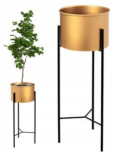 Tutumi - Kovový stojan na kvety - zlatá / čierna - 40x15x15 cm