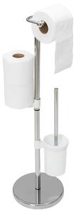 Tutumi - Kovový stojan na toaletný papier a WC štetku - chróm - 79x22 cm