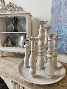 Kovové vintage svietniky s patinou na tácke - Ø 35 * 36 cm - Clayre & Eef