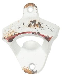 Biely kovový otvárač na fľaše na stenu - 6 * 3 * 8 cm - Clayre & Eef