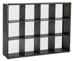 Čierny kovový nástenný policový regál - 121 * 26 * 91cm - J-Line by Jolipa