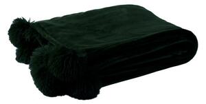 Čierny plyšový pléd PomPom s brmbolcami - 130 * 170cm - J-Line by Jolipa