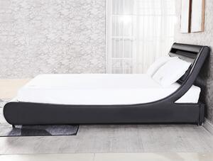 KONDELA Manželská posteľ s RGB LED osvetlením, čierna, 160x200, FELINA