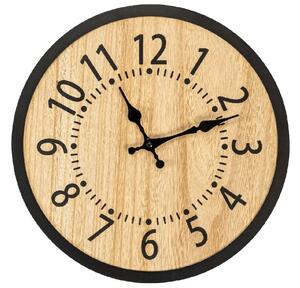 Tutumi - Nástenné hodiny Scandy - čierna/prírodné - ⌀ 35 cm