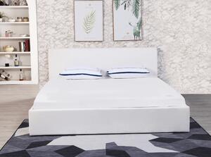 KONDELA Manželská posteľ s úložným priestorom, biela, 180x200, KERALA
