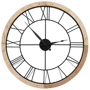 Tutumi - Nástenné hodiny Scandy - čierna/prírodné - ⌀ 60 cm