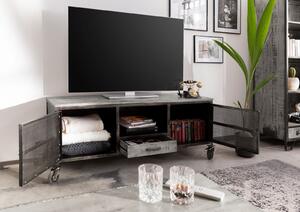 STEEL TV stolík 150x40x60, lakovaný, mango,prírodná