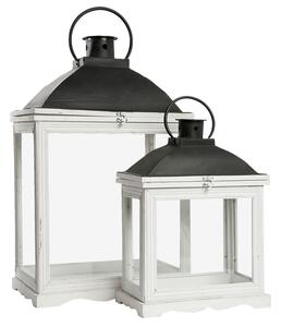 Set 2 drevených lampášov s patinou - 42 * 26 * 65/33 * 18 * 44 cm - Clayre & Eef