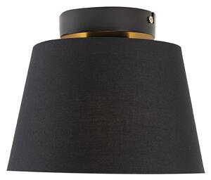 Stropná lampa s bavlneným tienidlom čierna so zlatom 20 cm - čierna Combi