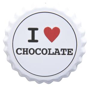 Nástenná plechová cedule I love chocolate - Ø 13 cm - Clayre & Eef