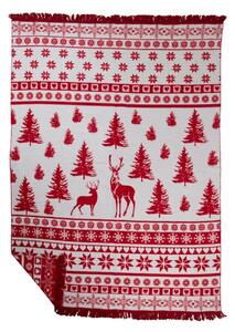 Červený pléd s jeleňami Nordic Deer XL – 150*200*3 cm - Mars & More